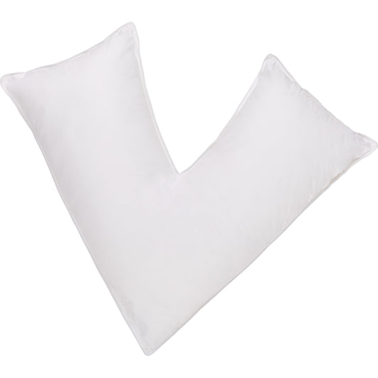 Woven V-Shape Hotel Collection Bed Pillow, Queen Size. Designed for Back, Stomach or Side Sleepers, 30x15x15, White, 100% Cotton