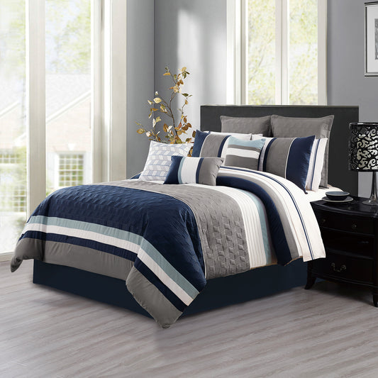 Woven Comforter Bedding Set 7Pcs King Ryker