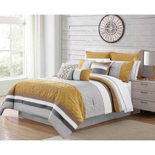 Woven Comforter Bedding Set 7Pcs King Brandon