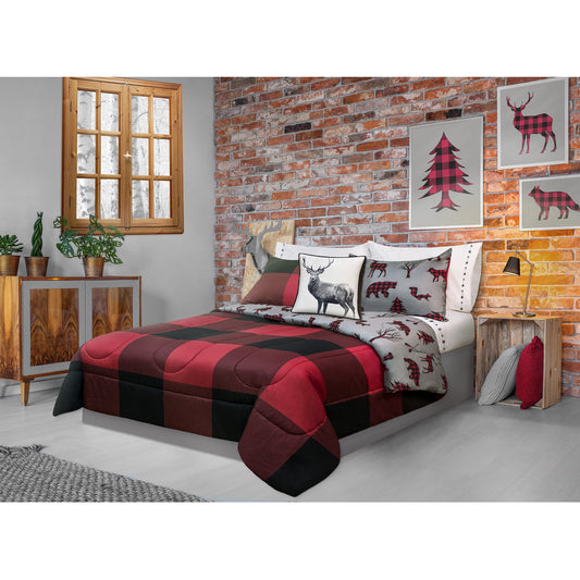 Comforter 3 Piece Set King Printed Buffalo Paid - DecoElegance - Bedding Comforter Set