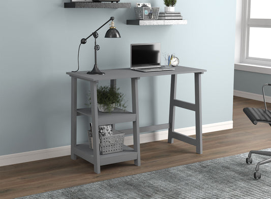 Computer Gaming Desk Light Grey 2 Open Concept Shelves - DecoElegance - Desk