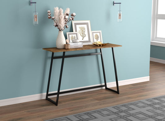 Console Sofa Table Brown Reclaimed Wood 1 Shelf Black Metal - DecoElegance - Sofa Console Table