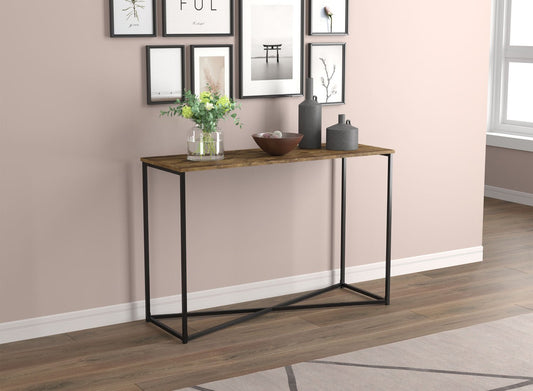 Console Sofa Table Brown Reclaimed Wood Black X Metal - DecoElegance - Sofa Console Table