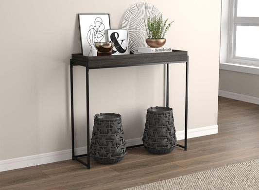 Console Sofa Table Dark Grey Sunken Tray Top - DecoElegance - Sofa Console Table