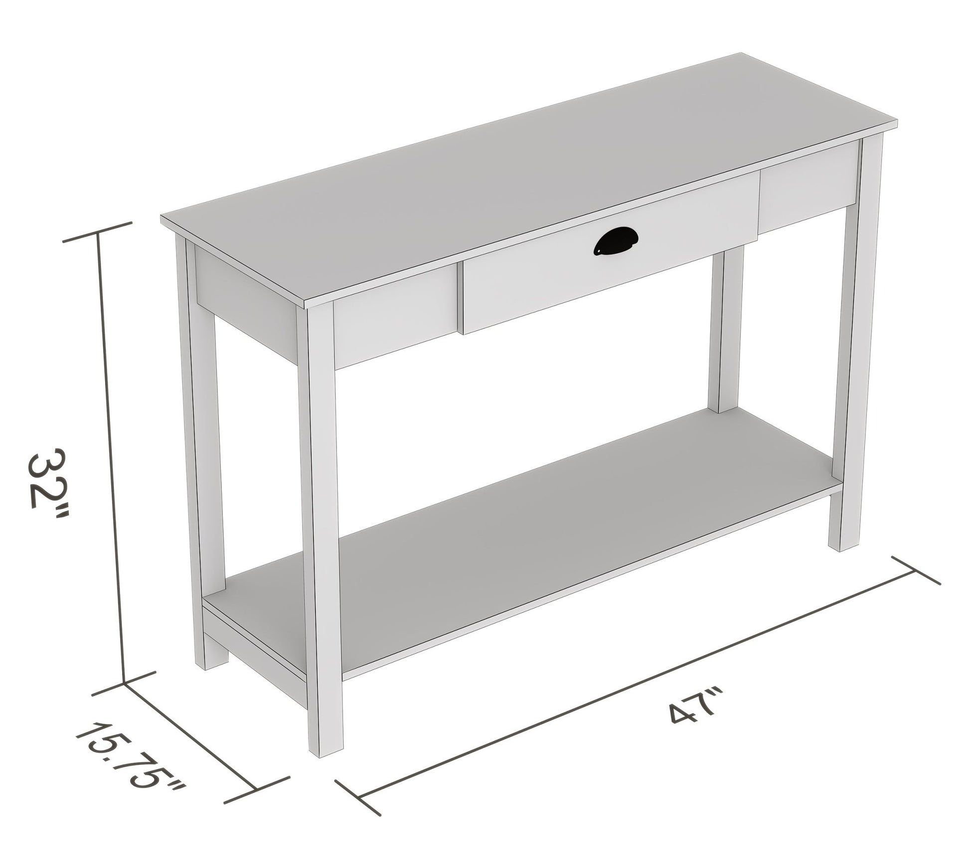 Console Sofa Table Dark Taupe 1 Drawer Black Metal Handle - DecoElegance - Sofa Console Table
