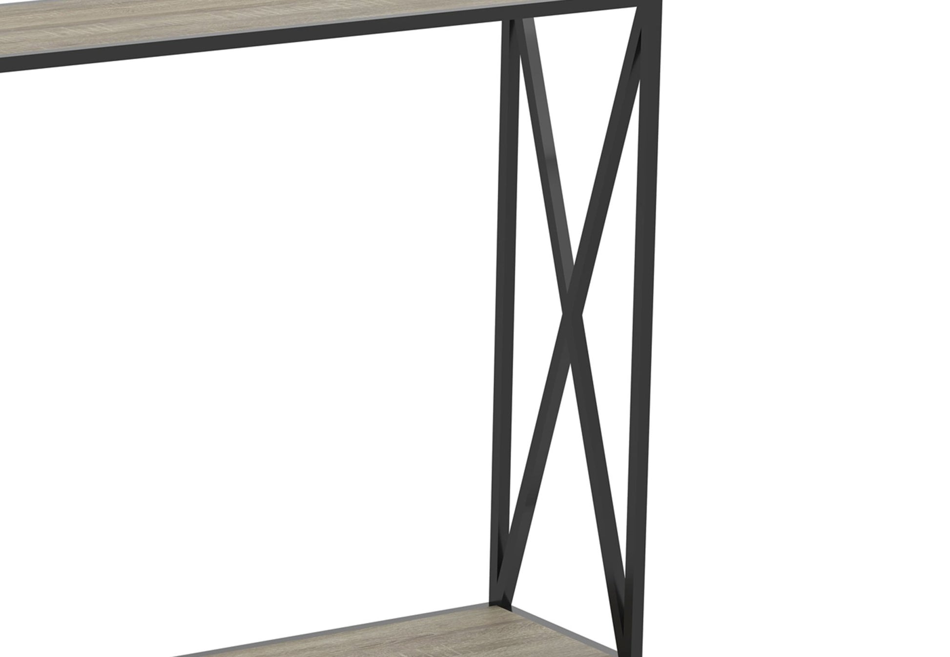 Console Sofa Table Dark Taupe 1 Shelf Black Metal Base - DecoElegance - Sofa Console Table