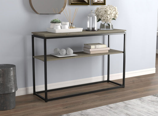 Console Sofa Table Dark Taupe 1 Shelf Black Metal Frame - DecoElegance - Sofa Console Table