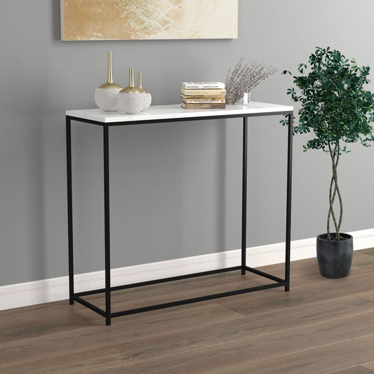 Console Sofa Table Marble Look Black Metal Base - DecoElegance - Sofa Console Table