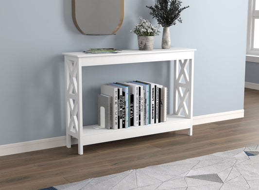 Console Sofa Table White 1 Shelf - DecoElegance - Sofa Console Table