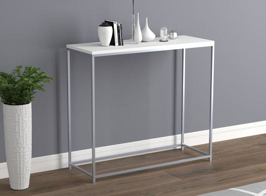 Console Sofa Table White Silver Metal Base - DecoElegance - Sofa Console Table