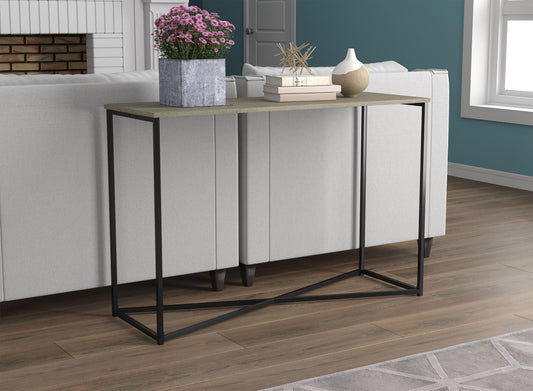 Console Sofa Table with Dark Taupe Top and Black Metal Base - DecoElegance - Sofa Console Table