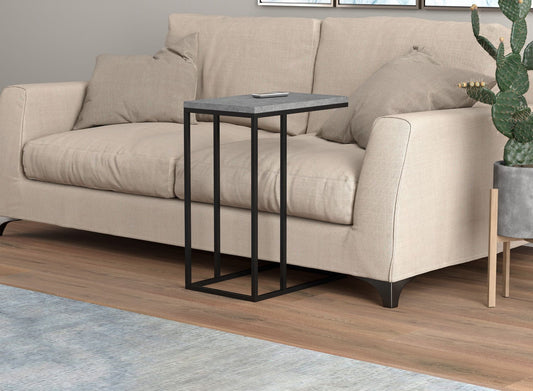End Accent Table C-Shaped Dark Cement Black Metal - DecoElegance - End Accent Table