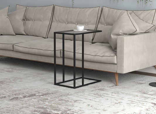 End Accent Table C-Shaped Glass Black Metal - DecoElegance - End Accent Table