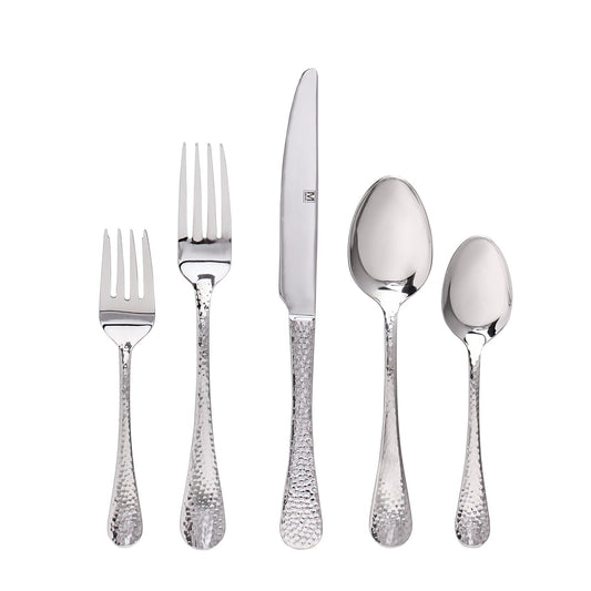 Flatware Silverware 20 Piece Cutlery Utensils Set Hammered for 4 - DecoElegance -
