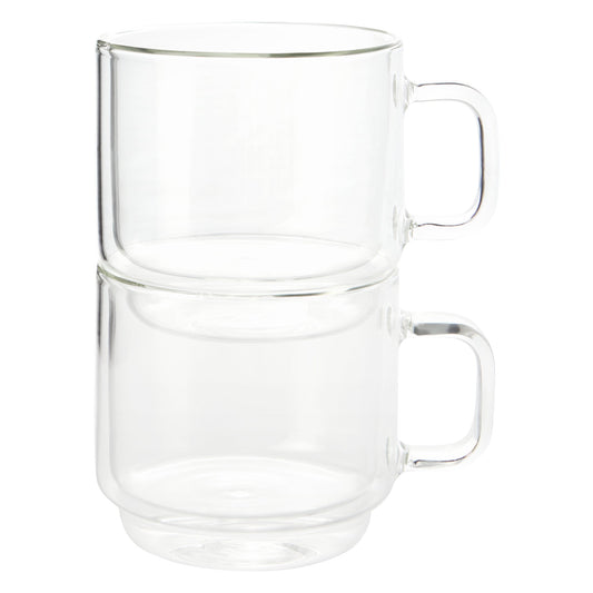 Insulated Double-Wall Glass Coffee Tea Hot or Cold Beverage Mug 2 Piece Set 350ml, Barista - DecoElegance - Coffee & Tea Cups