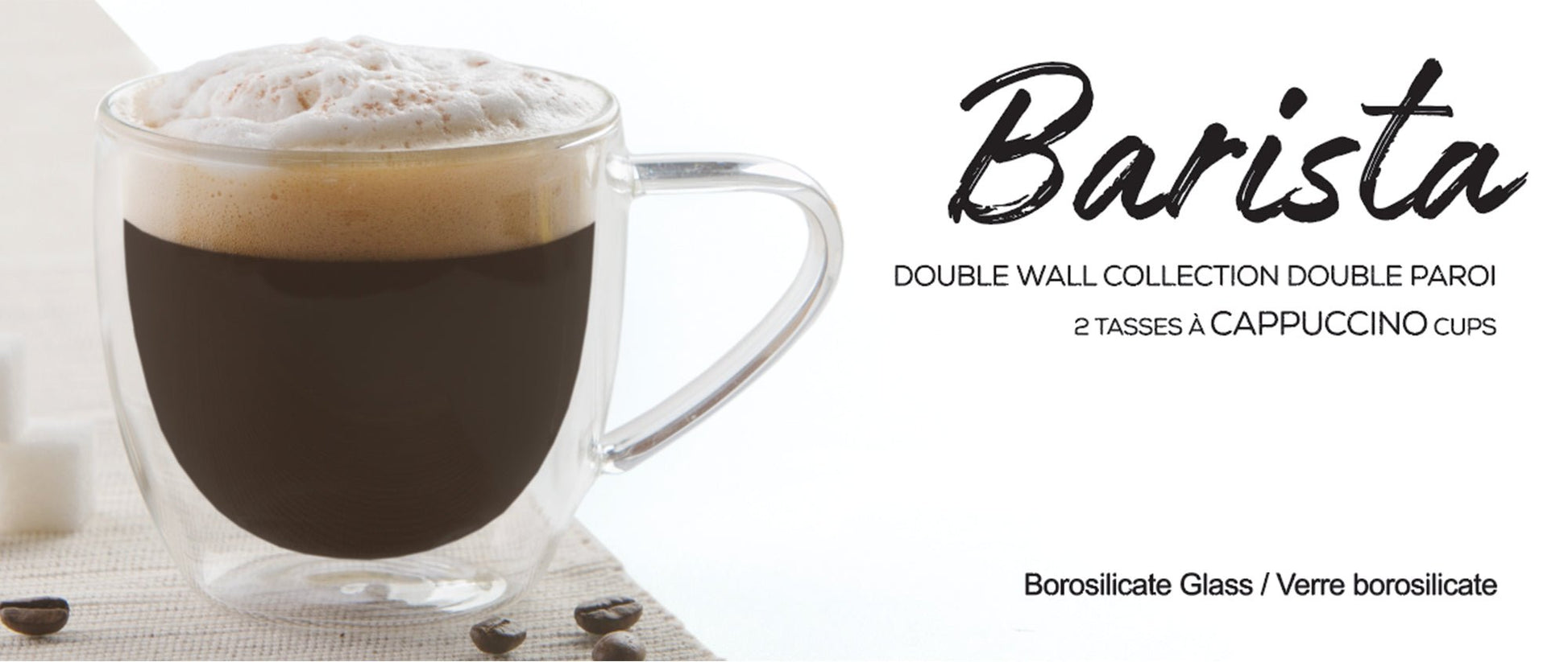 Insulated Double-Wall Glass Coffee Tea Hot or Cold Beverage Mug 4 Piece Set 225ml, Barista - DecoElegance - Coffee & Tea Cups