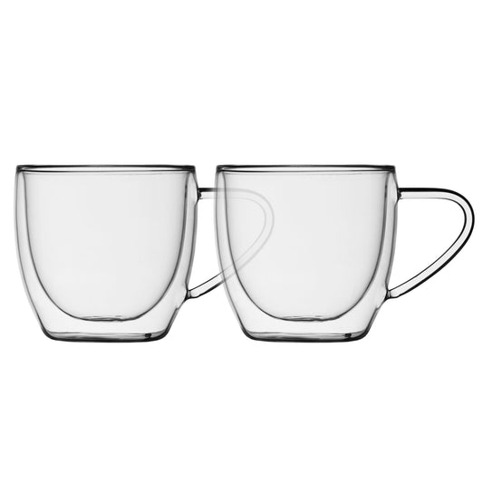 Insulated Double-Wall Glass Coffee Tea Hot or Cold Beverage Mug 4 Piece Set 225ml, Barista - DecoElegance - Coffee & Tea Cups
