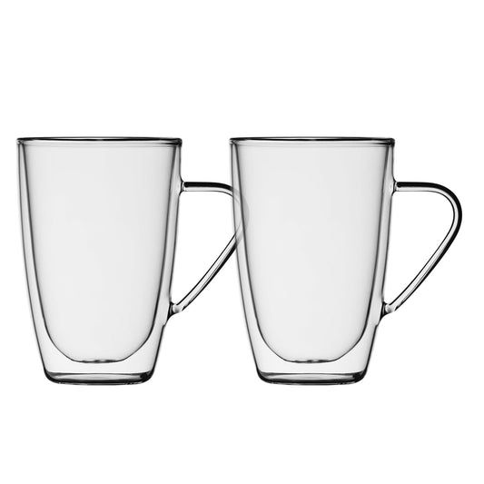 Insulated Double-Wall Glass Coffee Tea Hot or Cold Beverage Mug 4 Piece Set 350ml, Barista - DecoElegance - Coffee & Tea Cups