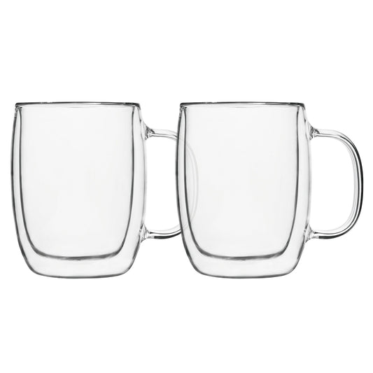 Insulated Double-Wall Glass Coffee Tea Hot or Cold Beverage Mug 4 Piece Set 350ml, Barista - DecoElegance - Coffee & Tea Cups