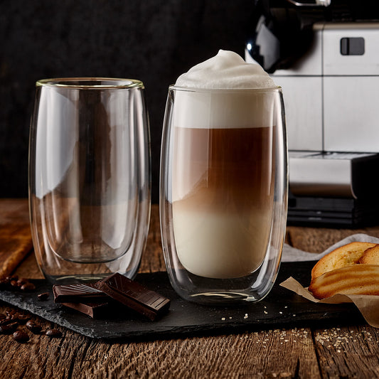 Insulated Double-Wall Glass Coffee Tea Hot or Cold Beverage Mug 4 Piece Set 380ml, Barista - DecoElegance - Coffee & Tea Cups