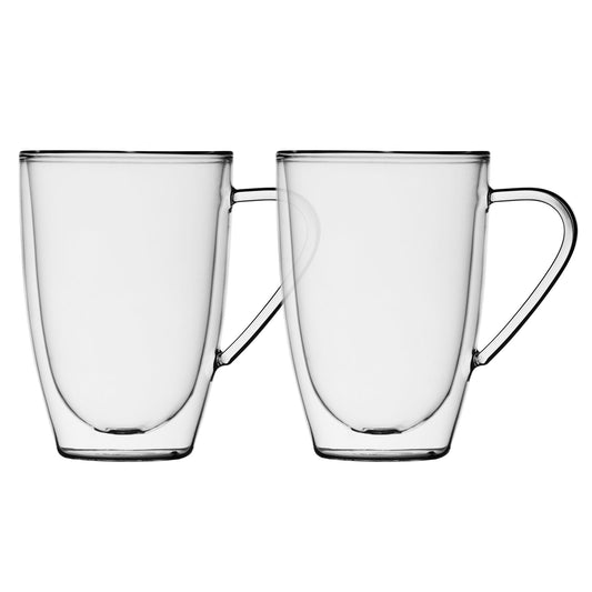 Insulated Double-Wall Glass Coffee Tea Hot or Cold Beverage Mug 4 Piece Set 435ml, Barista - DecoElegance - Coffee & Tea Cups