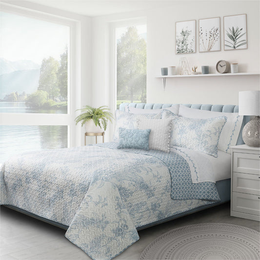 Quilt Bedding Set Woven 2 Piece Set Twin Transitions Dream Blue - DecoElegance - Bedding Quilt Set