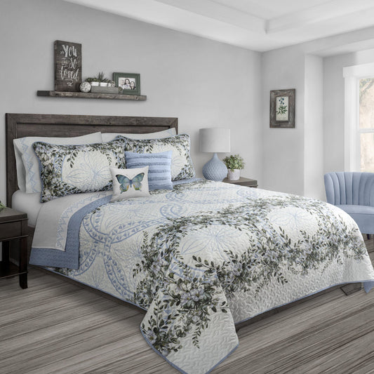 Quilt Bedding Set Woven 3 Piece Set King Forever Blue - DecoElegance - Bedding Quilt Set