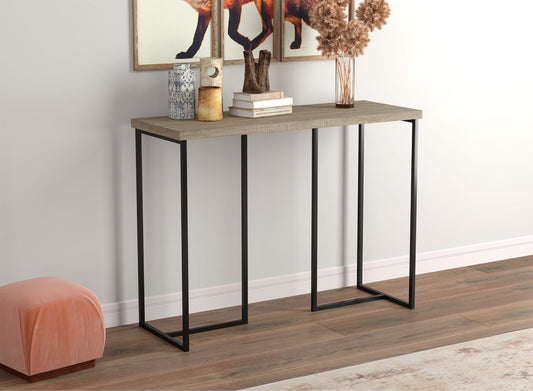 Refined 39" Console Table with Dark Taupe Top and Black Metal Frame - DecoElegance - Sofa Console Table