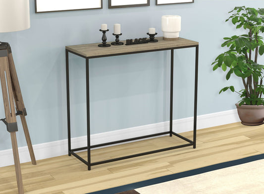 Sophisticated 32" Console Table with Dark Taupe Top and Black Metal Frame - DecoElegance - Sofa Console Table