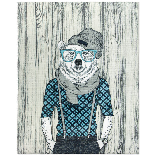 Super Soft Flannel Blanket Throw Home Decor Bedding 48X60 Hipster Bear - DecoElegance - Blanket Throw Home Bedding