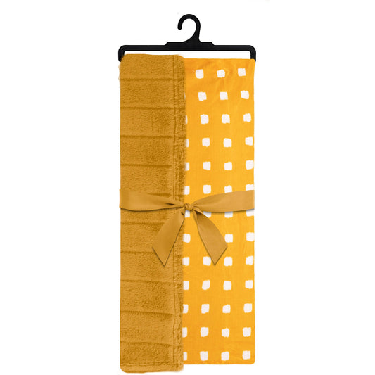 Super Soft Ribbed Faux Fur Blanket Throw Home Decor Bedding 48X60 Mustard - DecoElegance - Blanket Throw Home Bedding