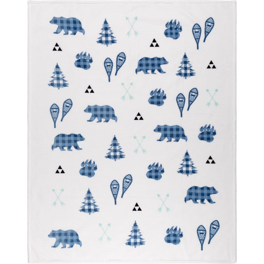 Super Soft Ribbed Flannel Blanket Throw Home Decor Bedding 48X60 Blue Signature Print - DecoElegance - Blanket Throw Home Bedding