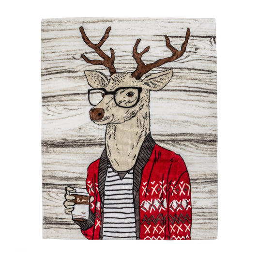 Super Soft Ribbed Flannel Blanket Throw Home Decor Bedding 48X60 Casual Deer - DecoElegance - Blanket Throw Home Bedding