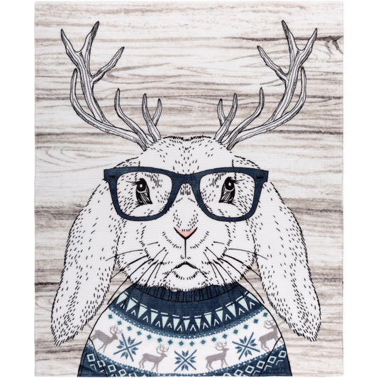 Super Soft Ribbed Flannel Blanket Throw Home Decor Bedding 48X60 Deer Bunny - DecoElegance - Blanket Throw Home Bedding