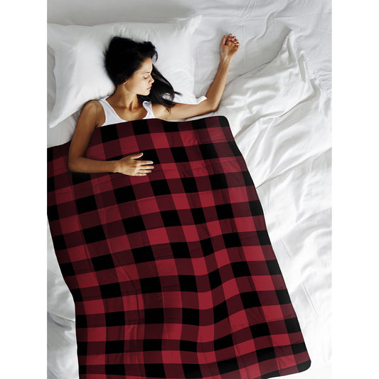 Super Soft Woven Weighted Blanket Throw Home Decor Bedding 40X60 Red Buffalo Plaid - DecoElegance - Blanket Throw Home Bedding