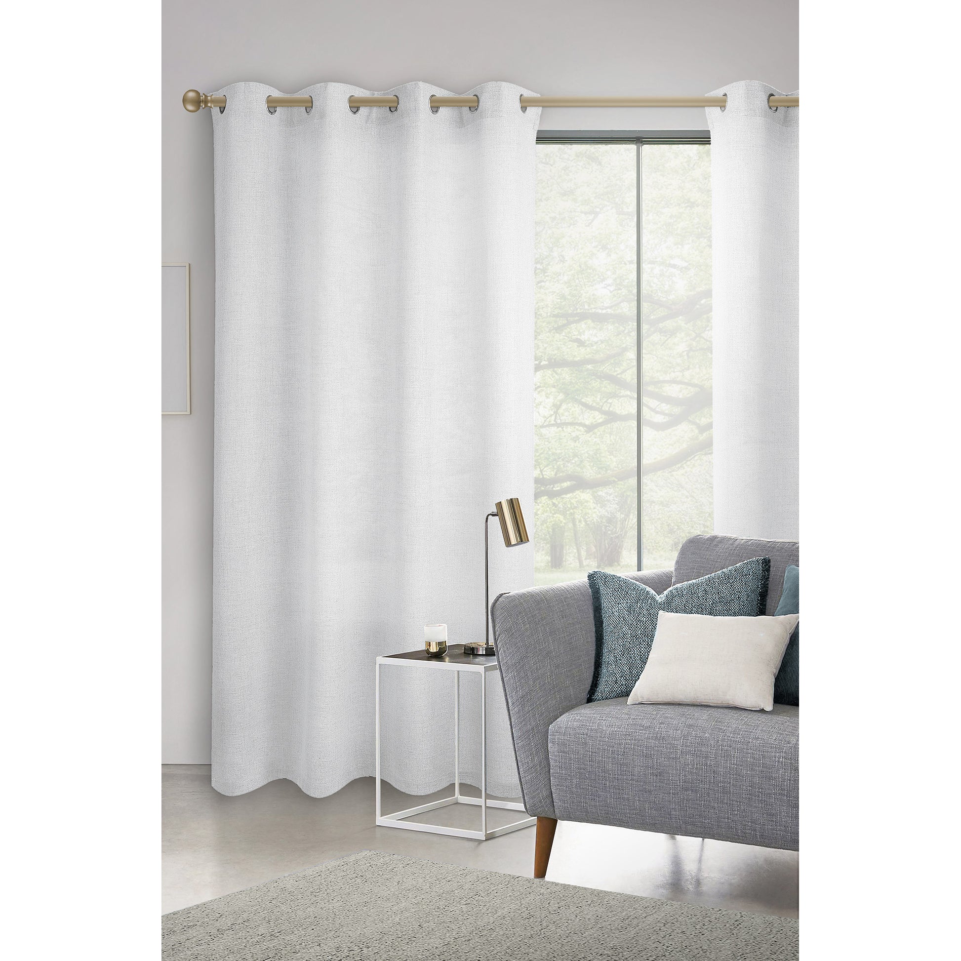 White Textured Grommet Curtain Panel 54 x 84 inches, Light Filtering Privacy Window Treatment for Living Room & Bedroom