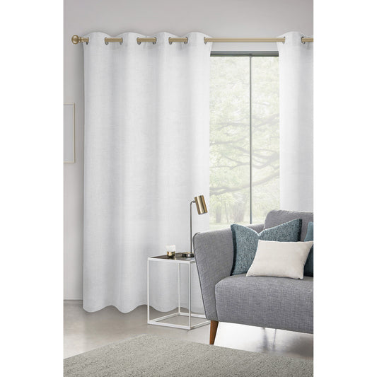 White Textured Grommet Curtain Panel 54 x 84 inches, Light Filtering Privacy Window Treatment for Living Room & Bedroom