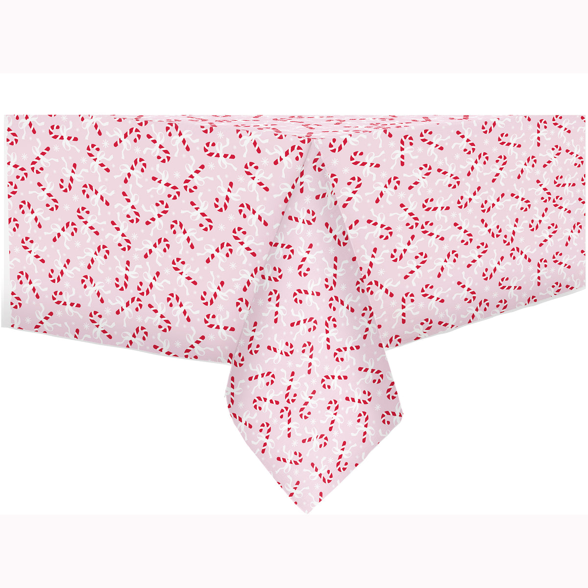 Candy cane PEVA Christmas tablecloth with flannel back