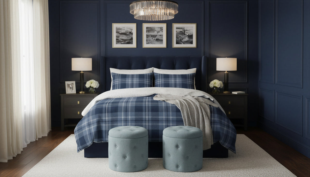 Ensemble Whistler à carreaux marine dans une chambre marine