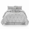Chateau 7-piece queen pinch pleat comforter set in grey on a white background