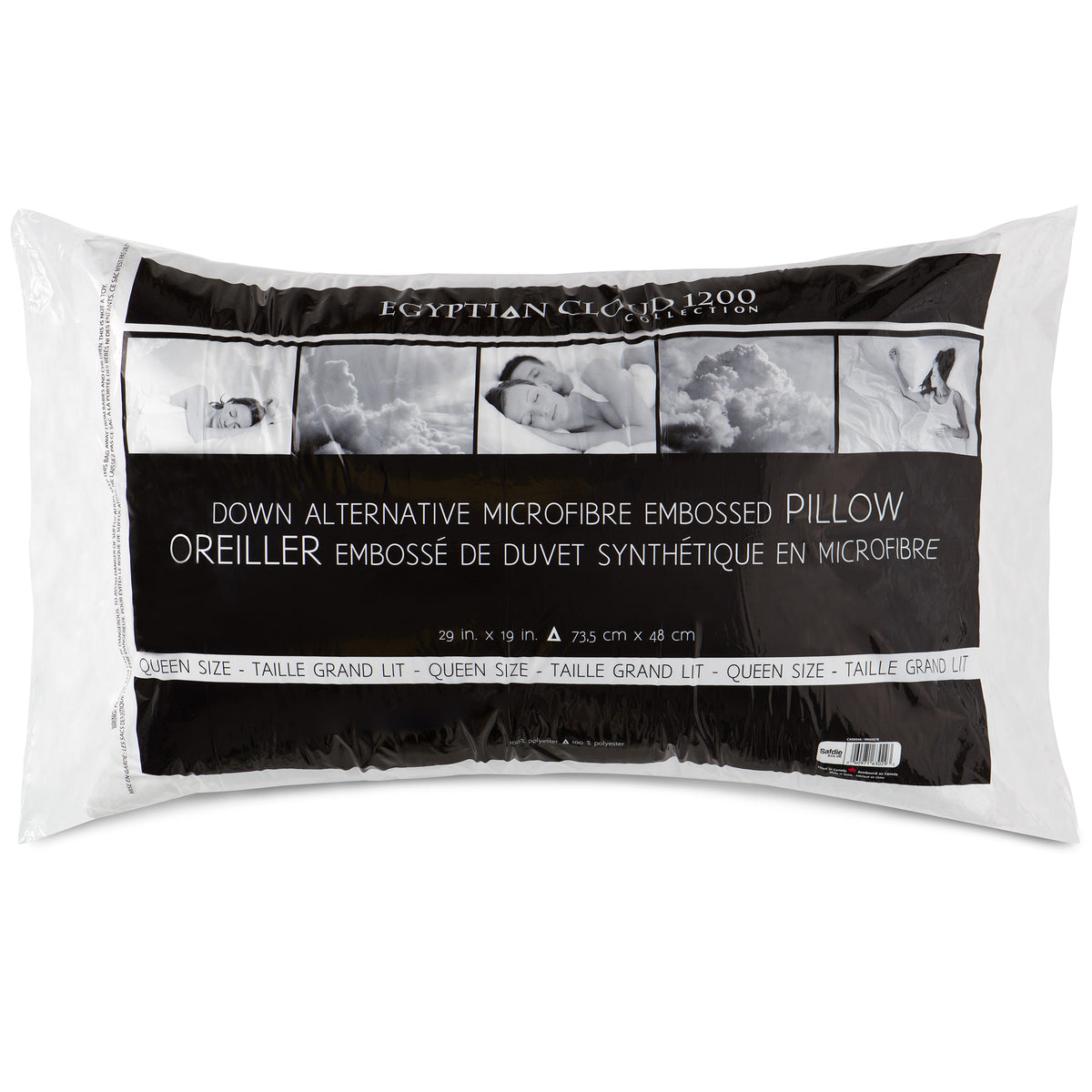 Embossed Hotel Collection Bed Pillow, Queen Size. Designed for Back, Stomach or Side Sleepers, 20x36, White