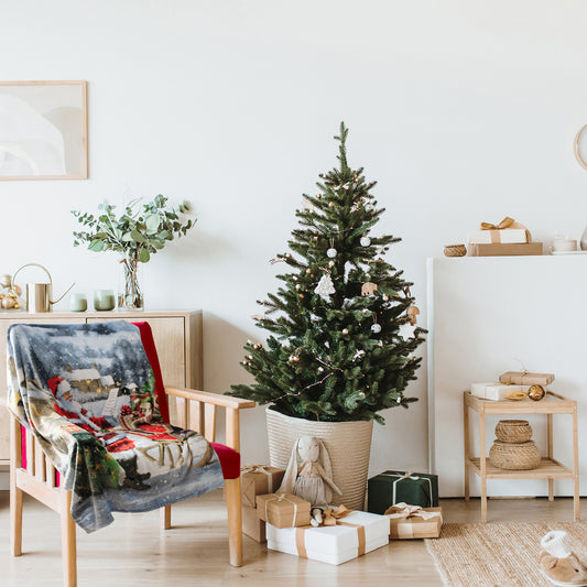 Flannel Printed Christmas Throw 48X60 Santa On The Road