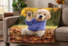 Couverture minky, 48 x 60 po, imprimé chiot, mise en situation