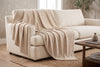 Couverture jacquard, 48 x 60 po, motif Contempo, sable, mise en situation