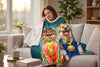 Couverture sherpa, chat et chien champions, dans un décor