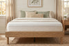 Queen platform bed frame in natural oak-look finish, bedroom styling view 2