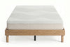 Queen platform bed frame in natural oak-look finish, bedroom styling view 4
