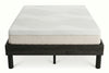 King platform bed frame in black wood-grain finish, bedroom styling view 5