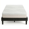 Double platform bed frame in black wood-grain finish, bedroom styling view 3