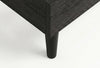 Double platform bed frame in black wood-grain finish, bedroom styling view 5